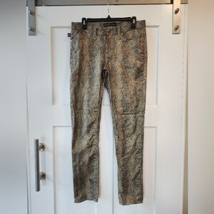 Rock & Republic Animal Print Straight Leg Pants - Brown and Black